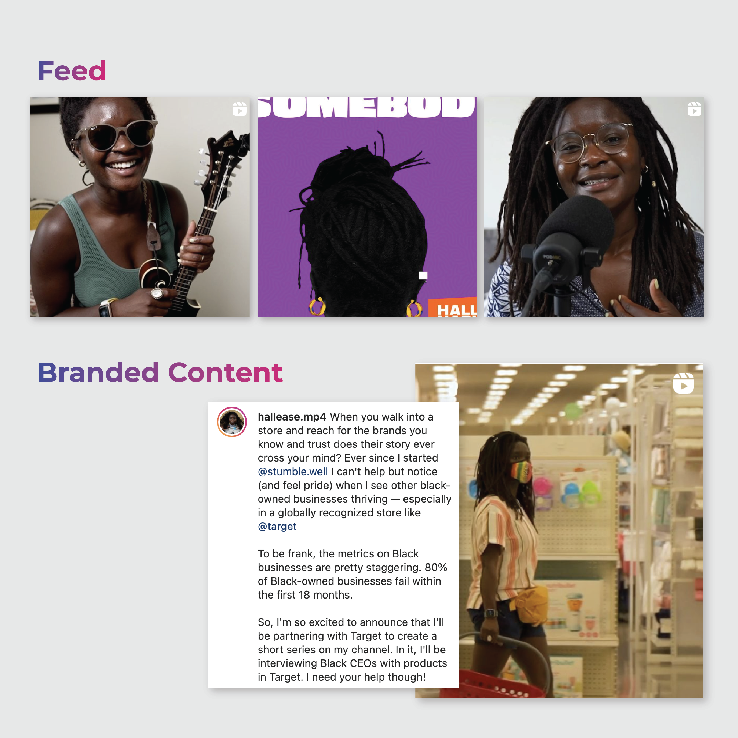 Creator spotlight featuring a talented storyteller influencers that uses video to move an audience in a marketing campaign.