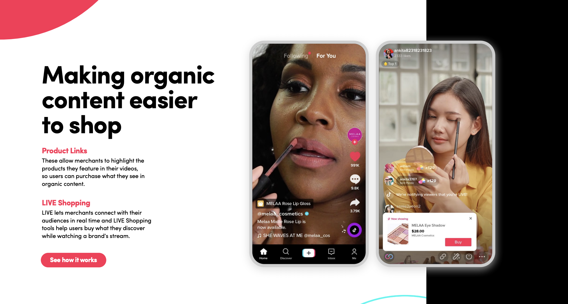 New features for live shopping on TikTok.