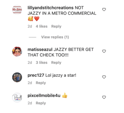 Comment section of creator marketing campaign.