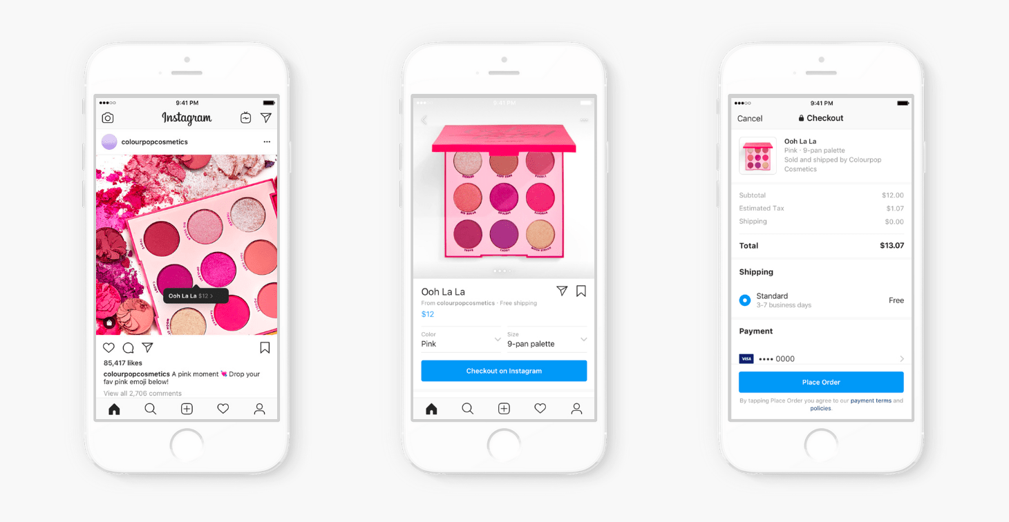 interface for Instagram Checkout
